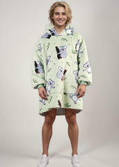 Hoodie blanket with koala design, featuring oversized comfort and plush fleece.