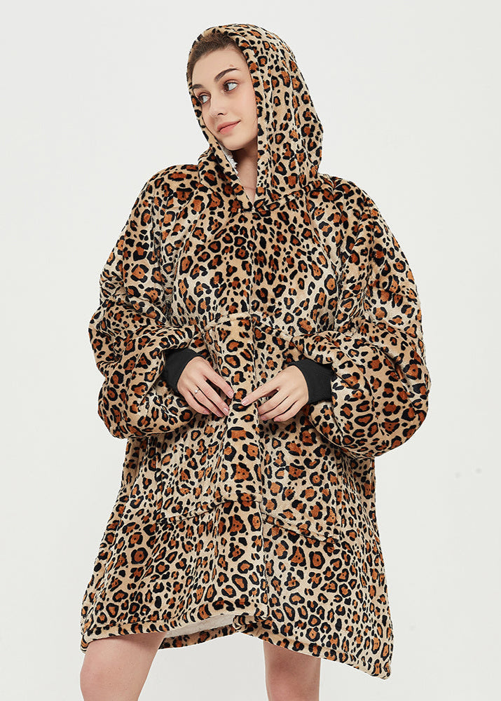 SNUGLFIT™ Hoodie Blanket in Leopard Print for cozy comfort and style.