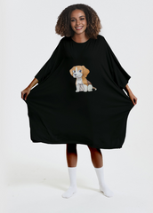 Oversized Puppy Sleep Tee in Black, Heat Regulating Bamboo Fabric, One Size Fits Most