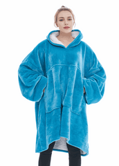 SNUGLFIT™ Hoodie Blanket in Turquoise Blue, oversized wearable blanket for warmth and comfort.