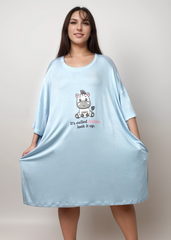 Oversized bamboo sleep tee with zebra design, extra soft and moisture-wicking, one size fits most.